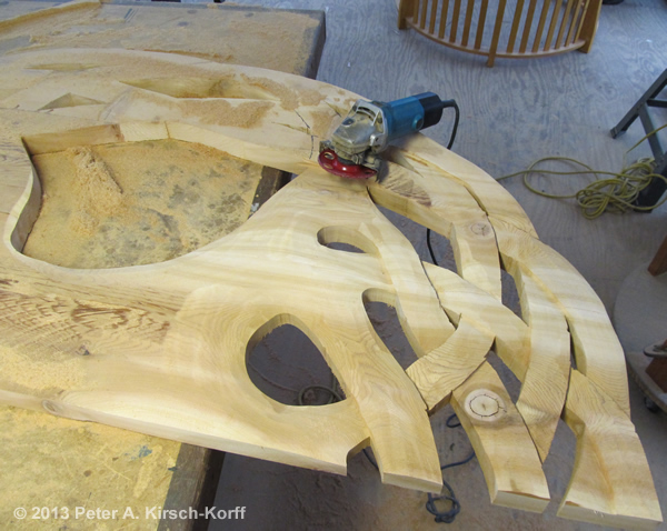 Sanding the rough form smooth - Tree of Life Driveway Gate - Monrovia, CA